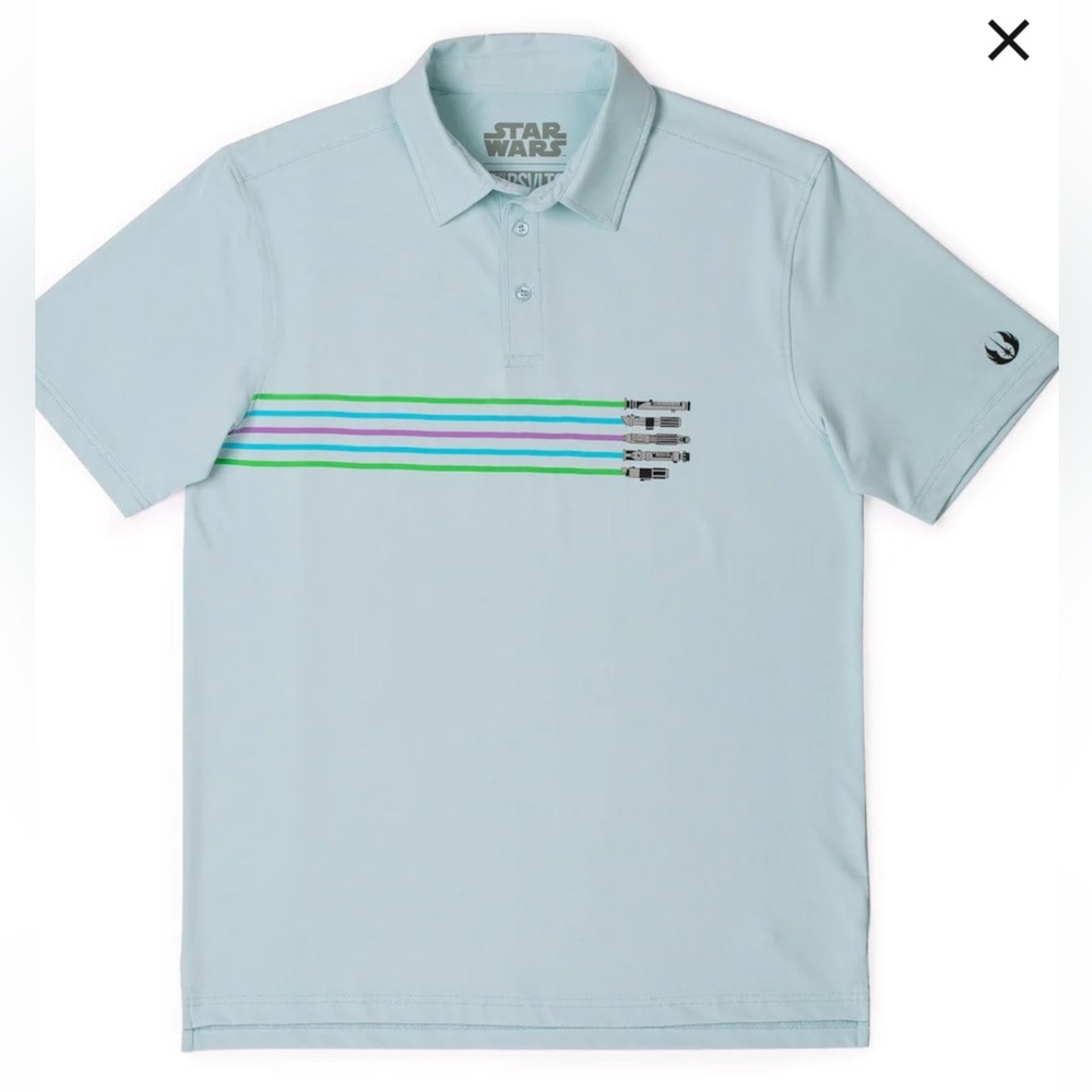 RSVLTS STAR WARS “JEDI STRIPES” ALL DAY POLO SHIRT COLLARED LIGHT BLUE SIZE LARG